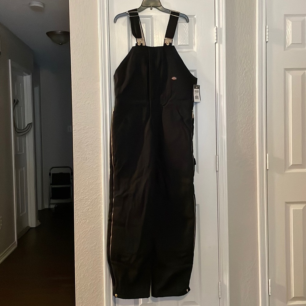 Dickies Duck Insulated Bib Overalls, Black, Medium Regular